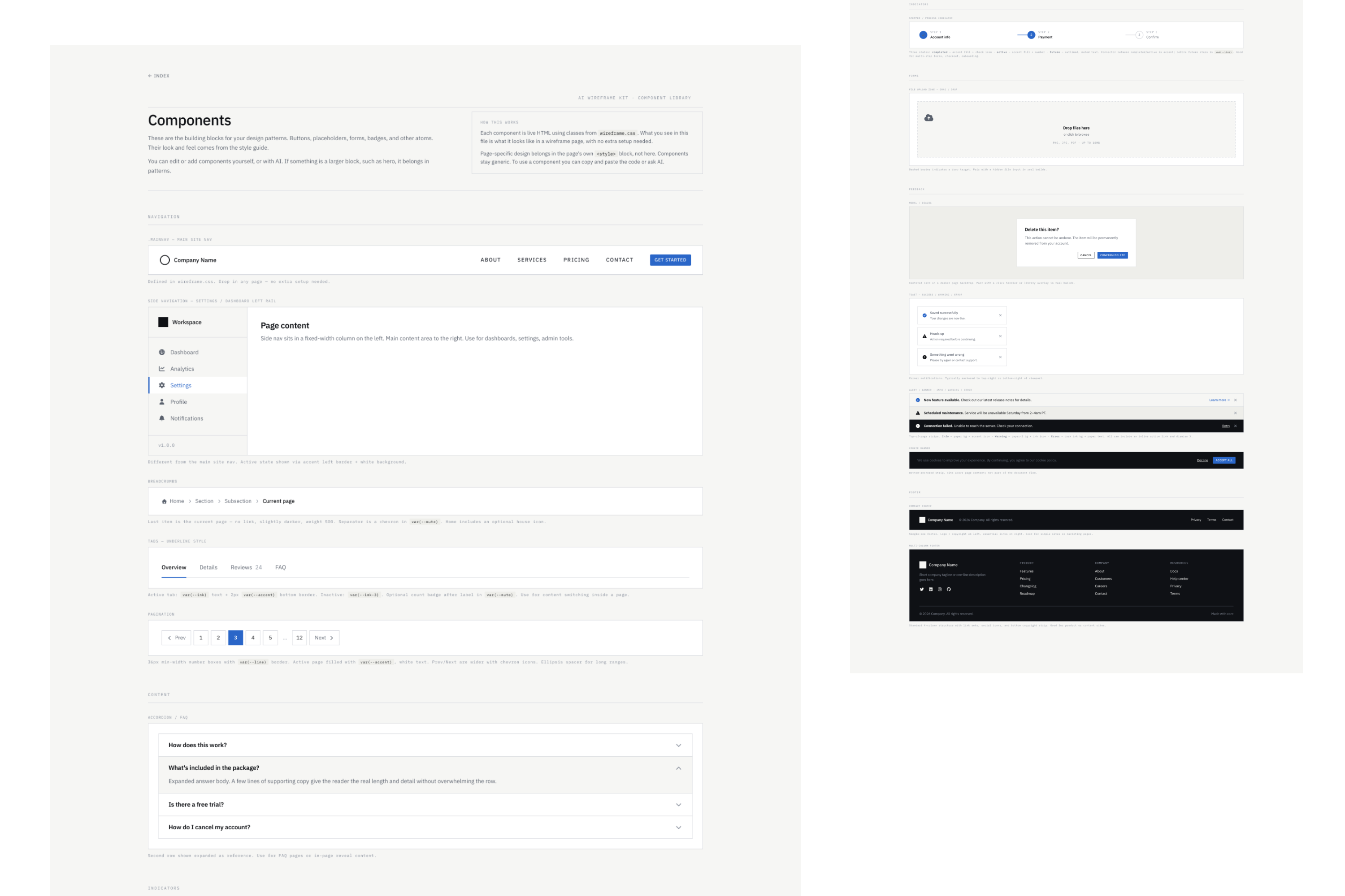 AI HTML Wireframes