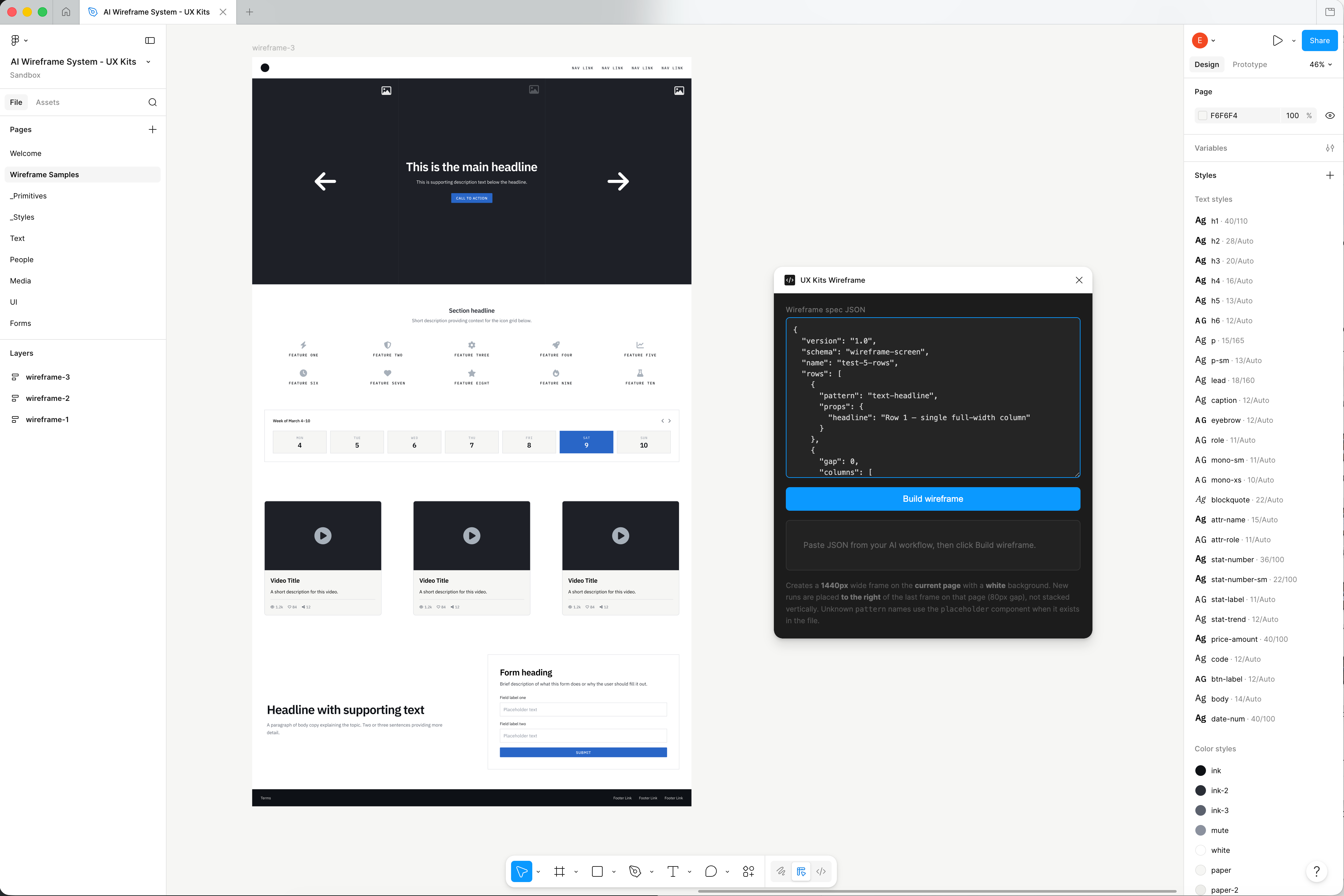 Wireframes for Figma